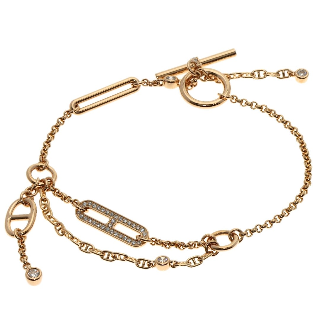 HERMES K18 Pink Gold Shane Dunkle Chaos Diamond Bracelet (1 of 8)