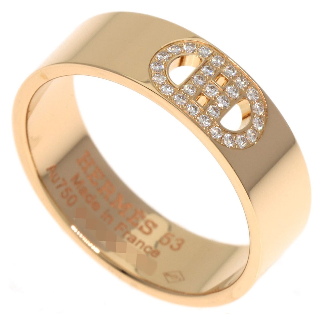 HERMES K18 Pink Gold Diamond #53 Ring Dunkle PM: HERMES K18 Pink Gold Diamond #53 Ring Dunkle PM HERMES K18 Pink Gold Diamond ring, size 6.5 (US), made from K18 pink gold, with its origin from France. Item Specifics: Brand: HERMES Style: Ring