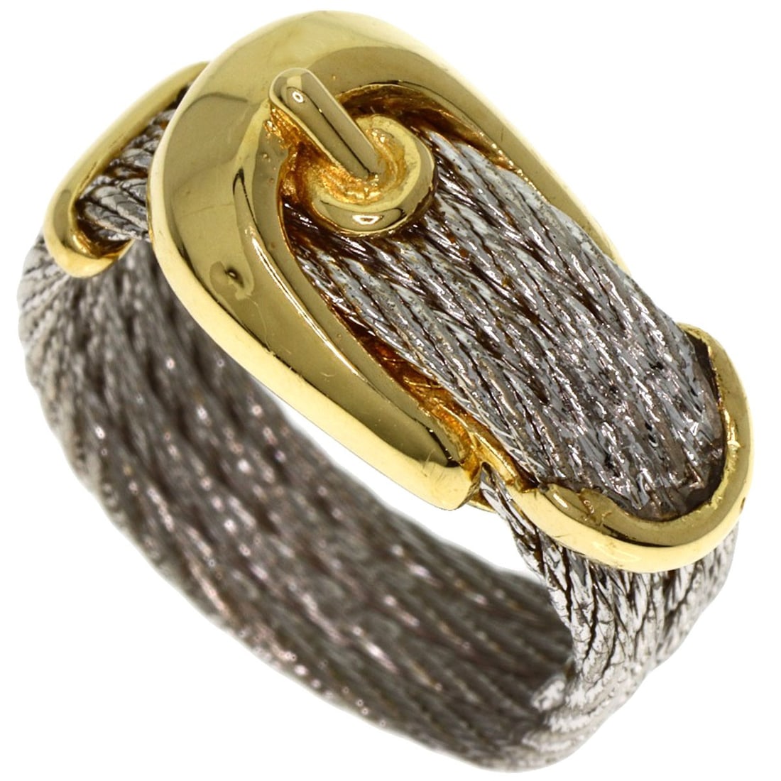 Force 10 Ring Stainless Steel 18K Yellow Gold by FRED: Force 10 Ring Stainless Steel 18K Yellow Gold by FRED Force 10 Ring by FRED, made of stainless steel with 18K yellow gold accents, ring size 4.25 (US), without a main stone. Item Specifics: Brand: