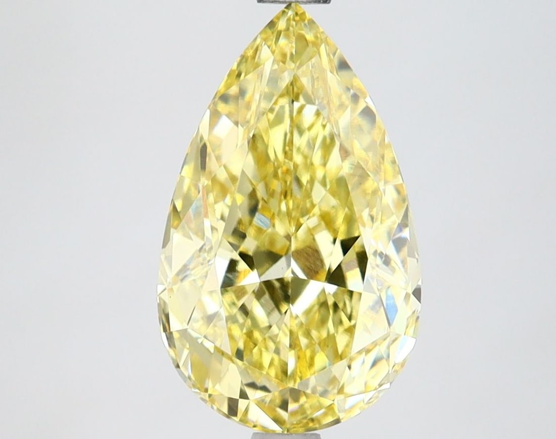 Loose Lab Diamond IGI Pear 3.0ct Fancy Intense Yellow VS1: Loose Lab Diamond IGI Pear 3.0ct Fancy Intense Yellow VS1 Loose lab-grown diamond, pear shape, 3.0ct, fancy intense yellow color, VS1 clarity, with EX polish and symmetry, measuring 12.26L x 7.41W x