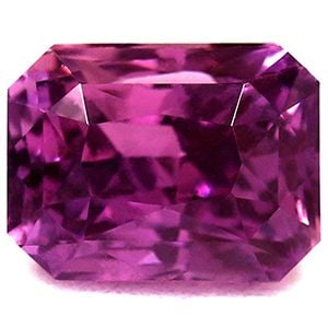 Loose Sapphire Gemstone Emerald 1.64ct Pink SI: Loose Sapphire Gemstone Emerald 1.64ct Pink SI Loose sapphire gemstone in emerald cut, 1.64 ct weight, with vivid pink color and SI clarity, untreated. The measurements are 6.42L x 5.0W. Item