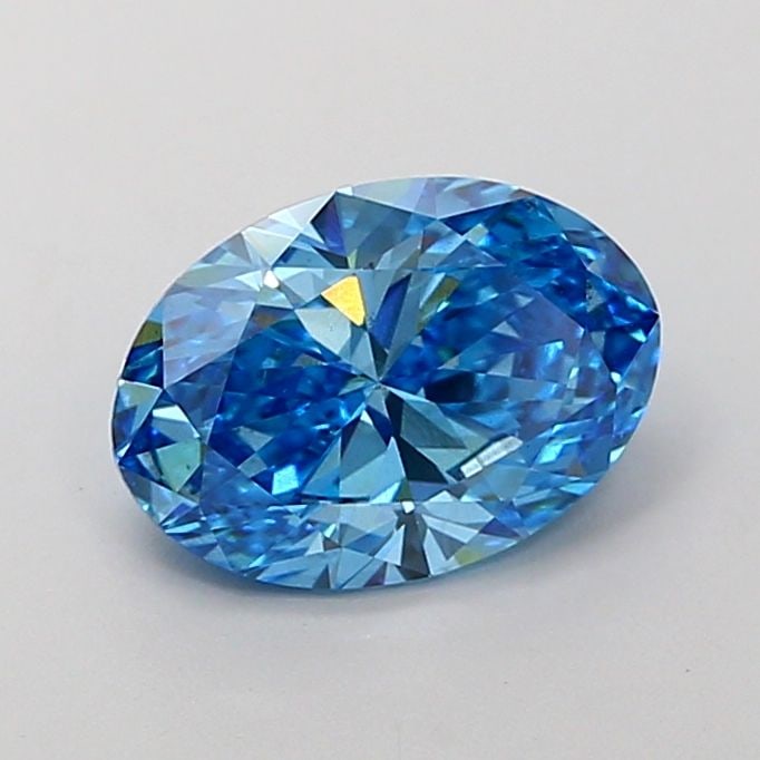 Loose Lab Diamond IGI Oval 2.02ct Fancy Vivid Blue VS2: Loose Lab Diamond IGI Oval 2.02ct Fancy Vivid Blue VS2 Loose lab-grown diamond, 2.02ct oval cut, fancy vivid blue color with VS2 clarity, measuring 10.08L x 7.09W x 4.29H, certified by IGI. Item