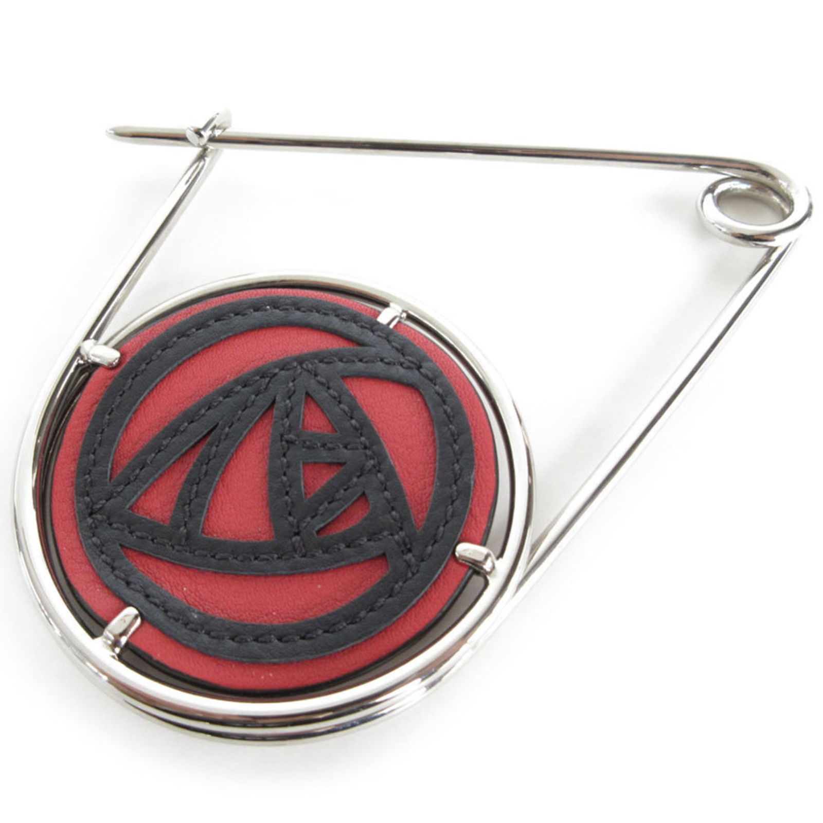 Leather and Metal Loewe Handbag Charm: Leather and Metal Loewe Handbag Charm Loewe handbag charm made of leather and metal, in black, red, and silver colors. Size is 125.00mm x 90.00mm and used but in good condition. Item Specifics: