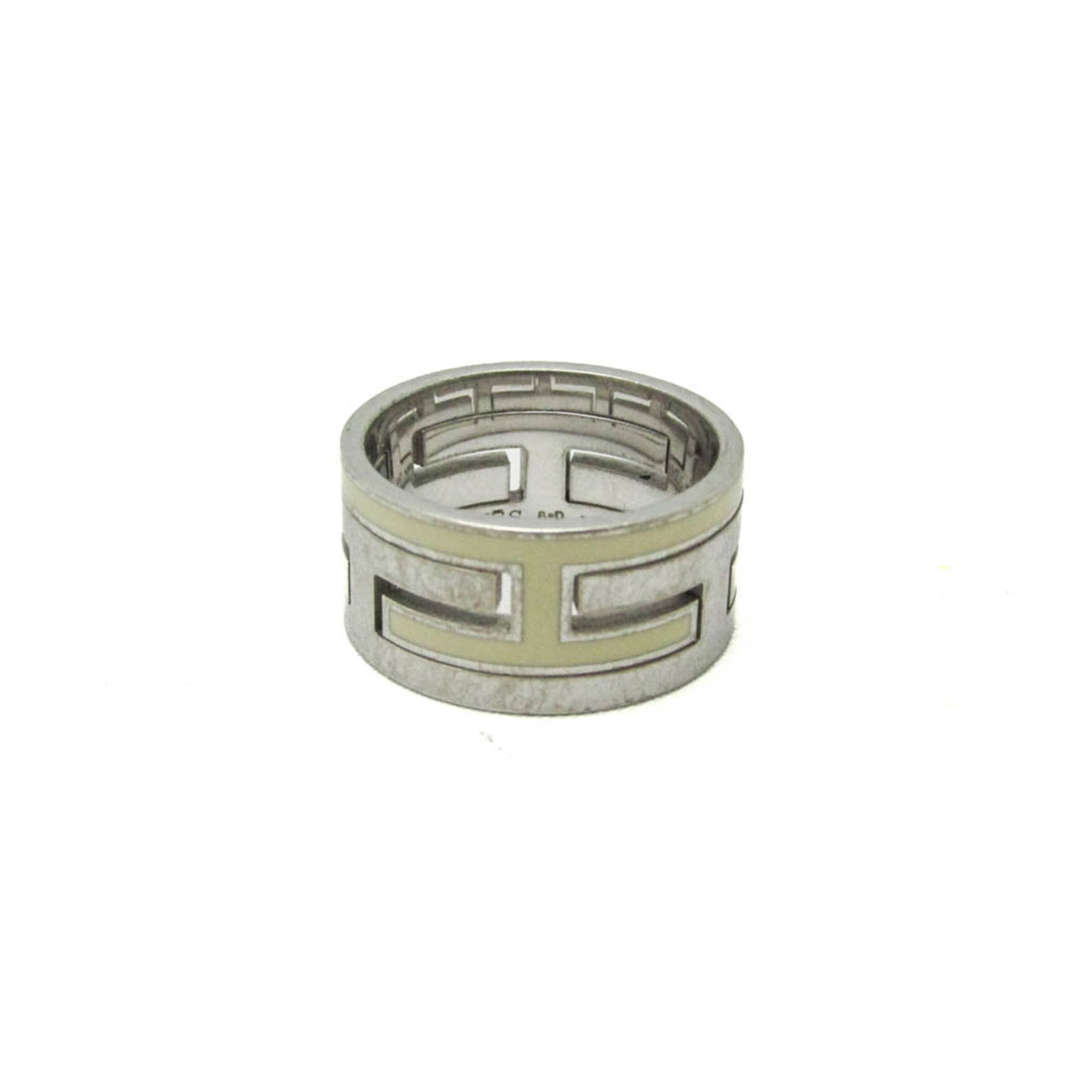 Silver 925 Hermes Band Ring: Silver 925 Hermes Band Ring Hermes band ring for women in off-white and silver, made of silver 925, size 53 (US size 6.5-7), in very good used condition with minor signs of wear. Item Specifics: