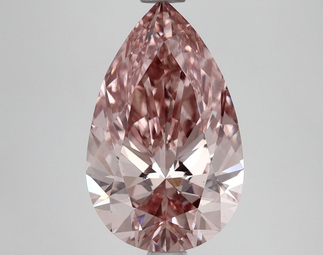 Loose Lab Diamond IGI Pear 3.02ct Fancy Intense Brownish Pink VS1: Loose Lab Diamond IGI Pear 3.02ct Fancy Intense Brownish Pink VS1 Loose lab-grown diamond with a carat weight of 3.02ct, fancy intense brownish pink color, VS1 clarity, certified by IGI. Item