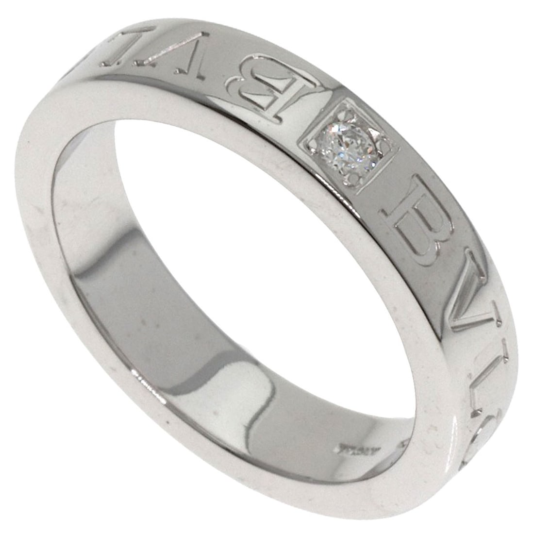 BVLGARI K18 White Gold Double Logo 1P Diamond Ring: BVLGARI K18 White Gold Double Logo 1P Diamond Ring K18 white gold double logo diamond ring by BVLGARI, size 5.25 (US), originating from Italy, exterior color is silver. Item Specifics: Brand: