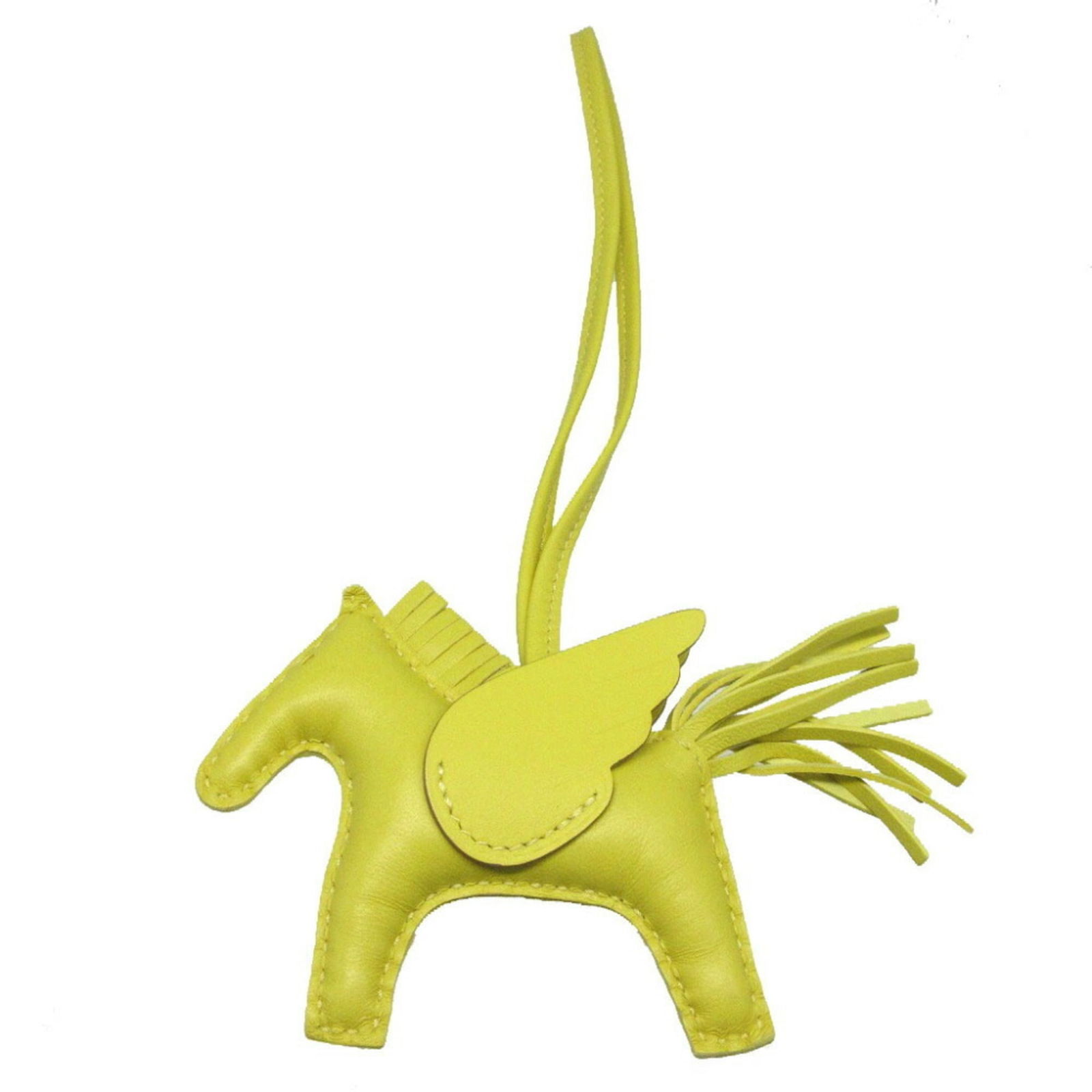 Hermes Agneau Milo Handbag Charm: Hermes Agneau Milo Handbag Charm The Hermes Agneau Milo Handbag Charm is a unisex accessory made from lime-colored Agneau Milo leather, measuring 75mm x 90mm (2.95'' x 3.54'') with a chain length of