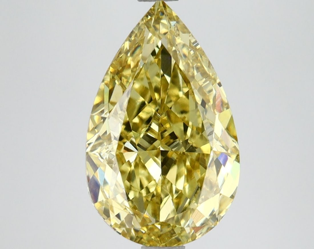 IGI Pear 3.79ct Fancy Vivid Yellow VS2 Loose Lab Diamond: IGI Pear 3.79ct Fancy Vivid Yellow VS2 Loose Lab Diamond IGI certified loose lab diamond weighing 3.79ct, with fancy vivid yellow color and VS2 clarity, measuring 13.13L x 8.1W x 4.87H. Item