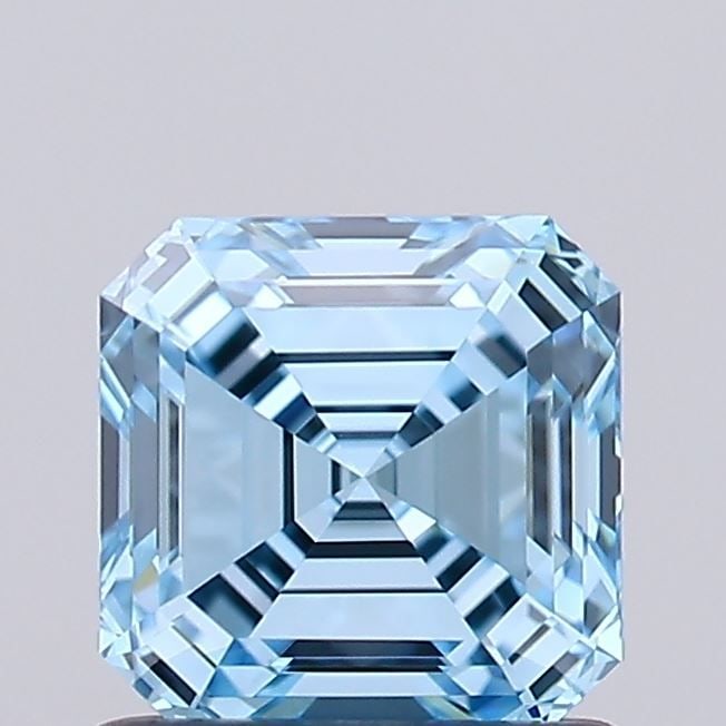 Loose Lab Diamond IGI Asscher 1.0ct Fancy Vivid Blue VS1: Loose Lab Diamond IGI Asscher 1.0ct Fancy Vivid Blue VS1 Loose Lab Diamond IGI Asscher 1.0ct Fancy Vivid Blue VS1, noted for its excellent polish and symmetry, measuring 5.56L x 5.51W x 3.65H. Item Sp