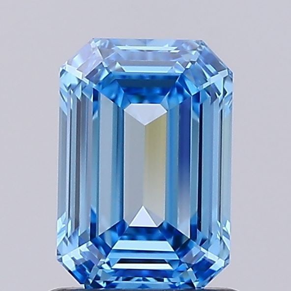 Loose Lab Diamond 1.07ct Fancy Vivid Blue VVS2 - IGI Emerald: Loose Lab Diamond 1.07ct Fancy Vivid Blue VVS2 - IGI Emerald Loose Lab Diamond weighing 1.07ct in Fancy Vivid Blue with VVS2 clarity, certified by IGI; dimensions are 7.1L x 4.87W x 2.95H. Item Specif