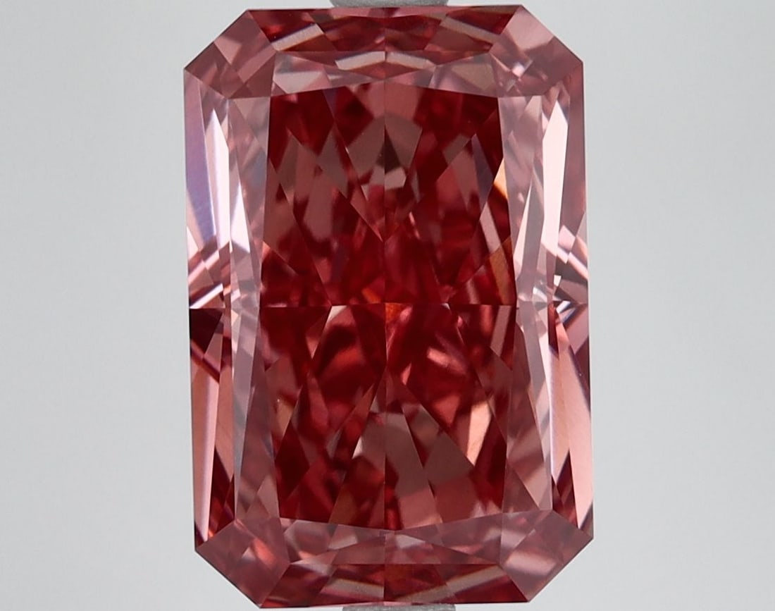 Loose Lab Diamond IGI Radiant 4.66ct Fancy Vivid Brownish Pink VVS2 (1 of 1)