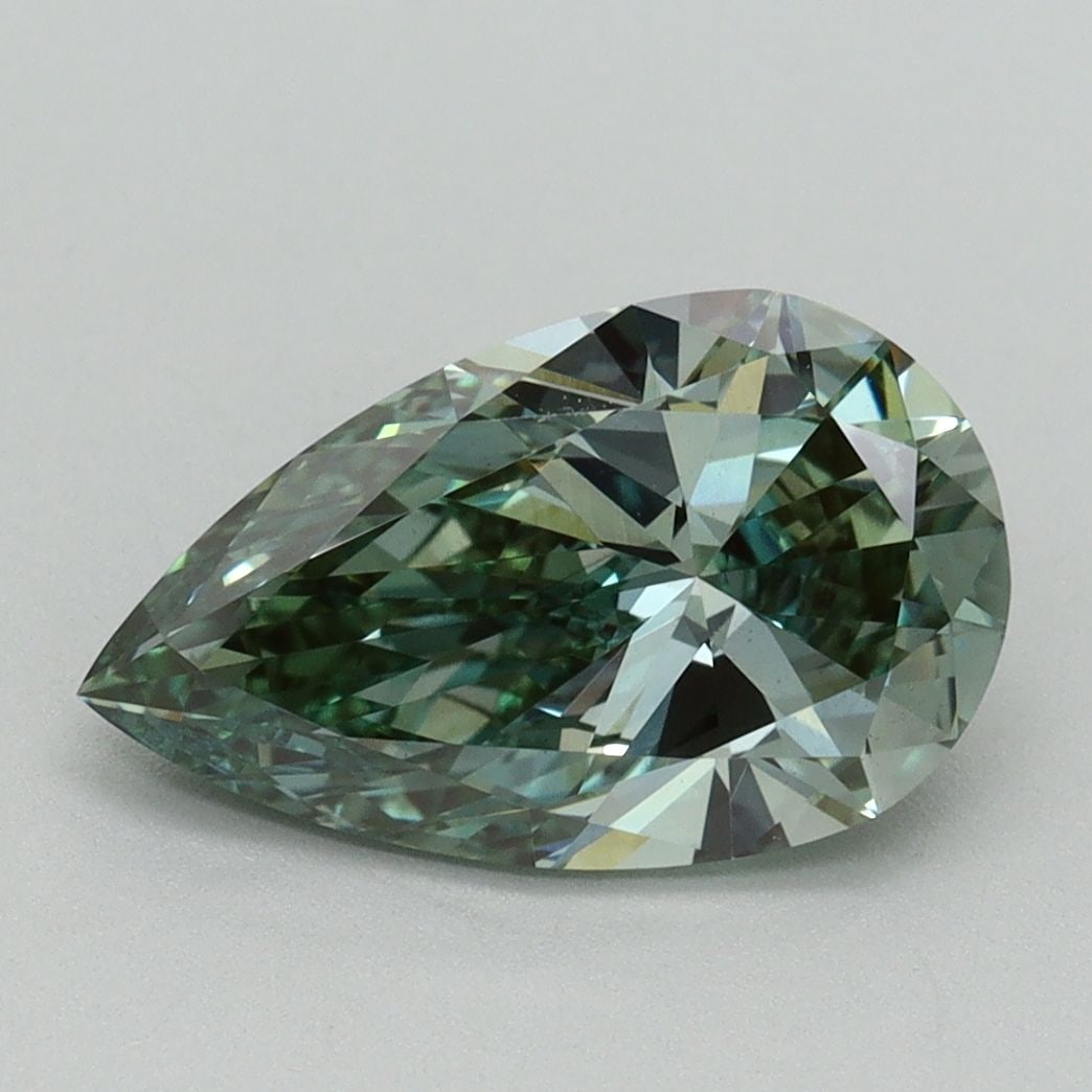 Loose Lab Diamond IGI Pear 2.1ct Fancy Vivid Green VVS2: Loose Lab Diamond IGI Pear 2.1ct Fancy Vivid Green VVS2 Loose Lab Diamond IGI Pear, 2.1ct, Fancy Vivid Green, Clarity VVS2, Polish EX, Symmetry EX, measuring 11.93L x 7.14W x 4.14H, certified by IGI.