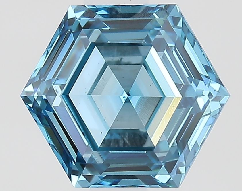 Loose Lab Diamond IGI Hexagonal 1.19ct Fancy Vivid Blue VS1: Loose Lab Diamond IGI Hexagonal 1.19ct Fancy Vivid Blue VS1 Loose Lab Diamond IGI Hexagonal, 1.19ct, Fancy Vivid Blue, VS1 clarity, EX polish, EX symmetry, measuring 7.2L x 6.15W x 3.66H, certified by