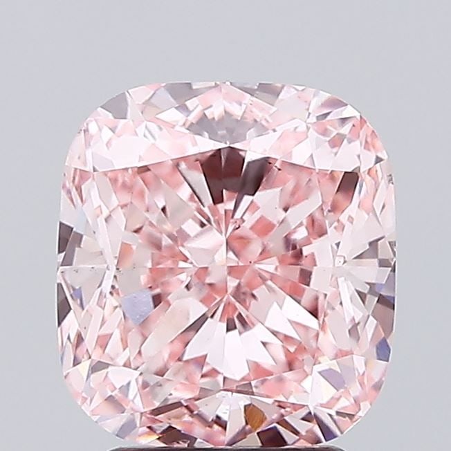Loose Lab Diamond 3.51ct Fancy Vivid Pink VS2 - IGI Cushion Modified: Loose Lab Diamond 3.51ct Fancy Vivid Pink VS2 - IGI Cushion Modified This 3.51ct cushion modified lab-grown diamond displays a fancy vivid pink color, VS2 clarity, and is certified by IGI, with measur