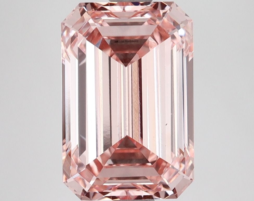 Loose Lab Diamond IGI Emerald 3.28ct Fancy Intense Pink VS1: Loose Lab Diamond IGI Emerald 3.28ct Fancy Intense Pink VS1 Loose Lab Diamond IGI certified, 3.28ct, Fancy Intense Pink color, VS1 clarity, with GD polish and symmetry; measurements are 10.29L x 6.88W