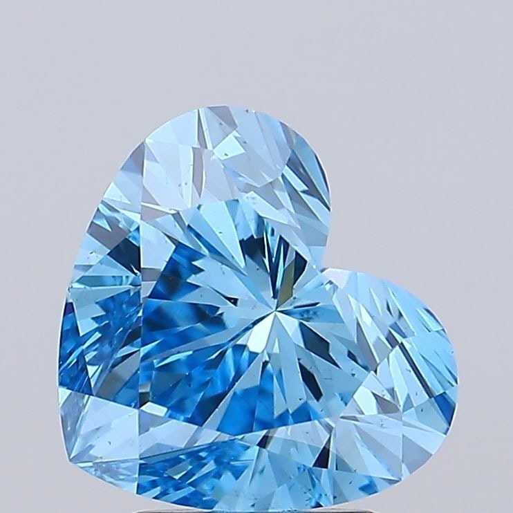 Loose Lab Diamond IGI Heart 2.51ct Fancy Vivid Blue VS2: Loose Lab Diamond IGI Heart 2.51ct Fancy Vivid Blue VS2 This 2.51-carat loose lab-grown heart-shaped diamond features a fancy vivid blue color, VS2 clarity, and is IGI certified with excellent polish