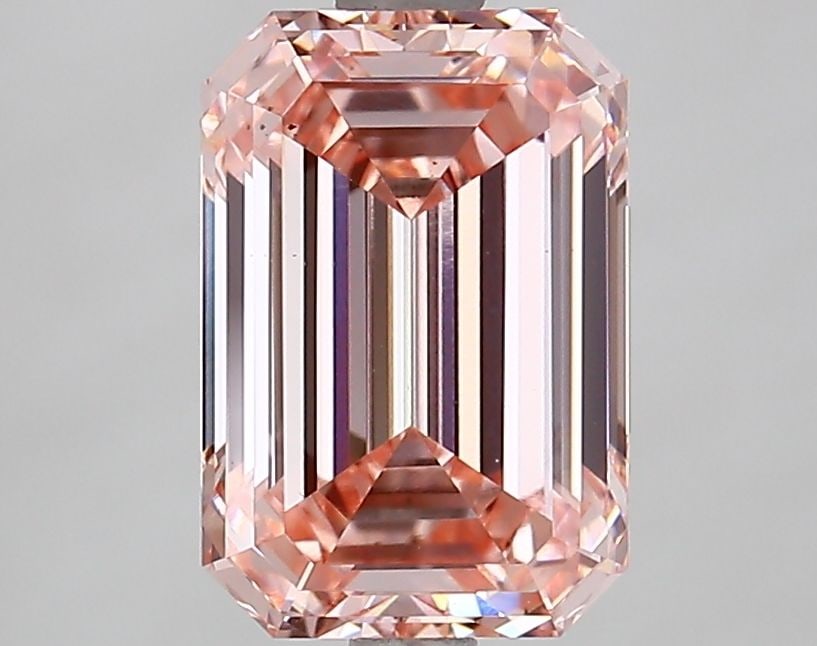 Loose Lab Diamond IGI Emerald 2.21ct Fancy Intense Pink VS1: Loose Lab Diamond IGI Emerald 2.21ct Fancy Intense Pink VS1 Loose Lab Diamond IGI Emerald 2.21ct in Fancy Intense Pink with VS1 clarity, exhibiting GD polish and symmetry, measures 9.09L x 6.18W x 4.0