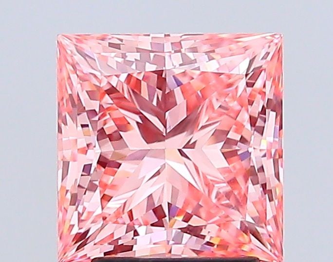 Loose Lab Diamond 3.01ct Fancy Vivid Pink VS2 - IGI Princess: Loose Lab Diamond 3.01ct Fancy Vivid Pink VS2 - IGI Princess Loose lab-grown diamond weighing 3.01ct, colored Fancy Vivid Pink and clarity VS2, certified by IGI. It features very good polish and excel