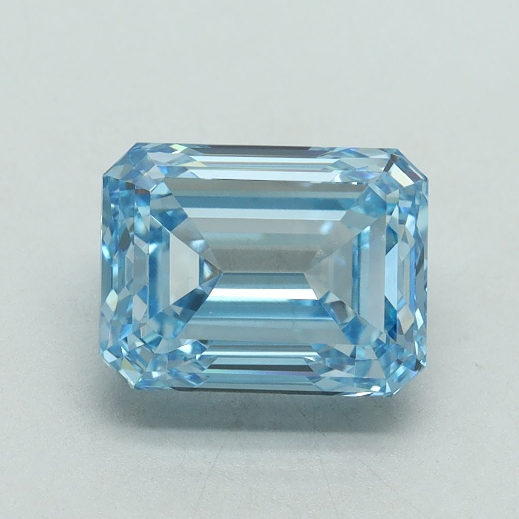 IGI Emerald 3.01ct Fancy Intense Blue VS1 - Loose Diamond: IGI Emerald 3.01ct Fancy Intense Blue VS1 - Loose Diamond Loose lab-grown diamond, 3.01ct, IGI certified, Fancy Intense Blue color, VS1 clarity, excellent polish and symmetry; measures 8.86L x 6.79W x