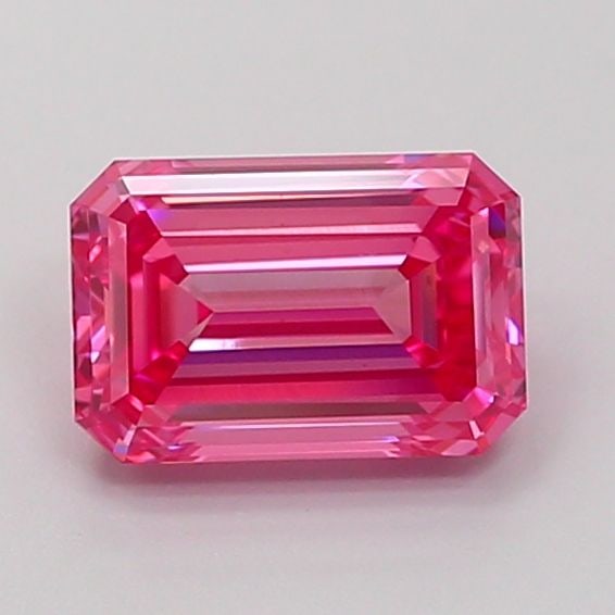 Loose Lab Diamond IGI Emerald 1.82ct Fancy Vivid Pink VS1: Loose Lab Diamond IGI Emerald 1.82ct Fancy Vivid Pink VS1 Loose lab-grown diamond IGI certified, 1.82ct, emerald cut, color fancy vivid pink, clarity VS1, with excellent polish and symmetry; measureme