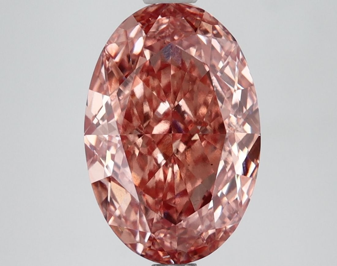 Loose Lab Diamond IGI Oval 3.57ct Fancy Vivid Brown Pink VS2: Loose Lab Diamond IGI Oval 3.57ct Fancy Vivid Brown Pink VS2 Loose Lab Diamond IGI Oval, 3.57ct, Fancy Vivid Brown Pink, VS2 clarity, with EX polish and symmetry. Certified by IGI, measuring 11.62L x
