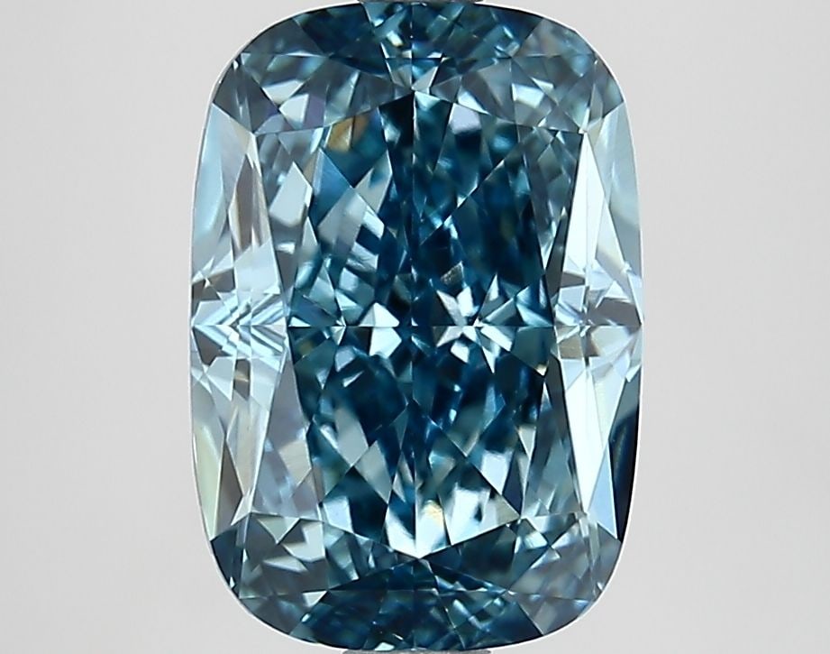 Loose Lab Diamond IGI Cushion Modified 3.54ct Fancy Vivid Blue VS1: Loose Lab Diamond IGI Cushion Modified 3.54ct Fancy Vivid Blue VS1 Loose Lab Diamond IGI Cushion Modified 3.54ct Fancy Vivid Blue VS1, featuring excellent polish and symmetry, and measuring 10.42L X 7