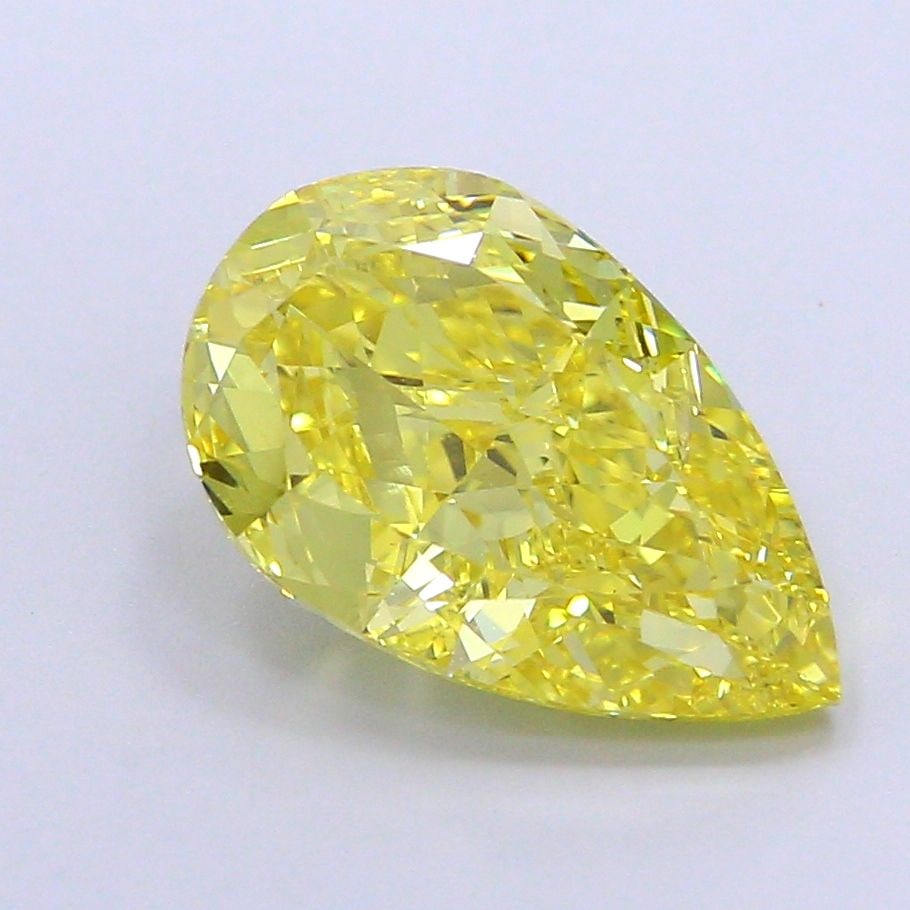 Loose Lab Diamond IGI Pear 4.53ct Fancy Intense Yellow VS1: Loose Lab Diamond IGI Pear 4.53ct Fancy Intense Yellow VS1 Loose lab-grown diamond weighing 4.53ct in a pear shape, color Fancy Intense Yellow, clarity VS1, with excellent polish and symmetry, certifi