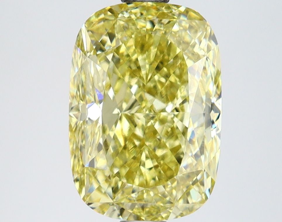 Cushion Modified 2.66ct Fancy Vivid Yellow VVS2 - IGI Loose Lab Diamond: Cushion Modified 2.66ct Fancy Vivid Yellow VVS2 - IGI Loose Lab Diamond Cushion modified loose lab-grown diamond of 2.66ct with a Fancy Vivid Yellow color and VVS2 clarity, showcasing EX polish and VG