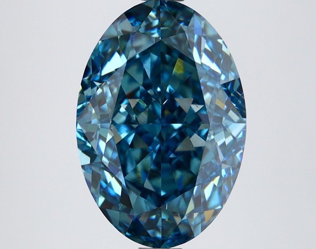 Loose Lab Diamond IGI Oval 4.09ct Fancy Vivid Blue VS1: Loose Lab Diamond IGI Oval 4.09ct Fancy Vivid Blue VS1 Loose Lab Diamond IGI Oval, 4.09ct, color Fancy Vivid Blue, clarity VS1, featuring excellent polish and symmetry, measuring 11.81L x 8.07W x 5.49