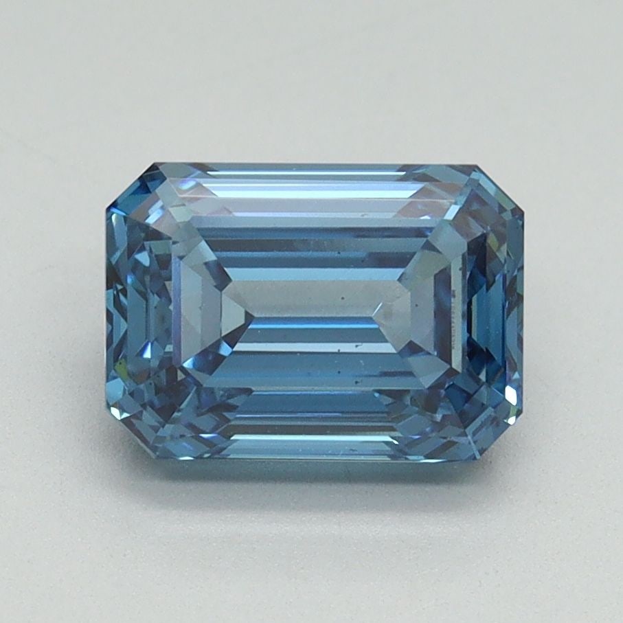 Loose Lab Diamond IGI Emerald 2.02ct Fancy Vivid Blue VS2: Loose Lab Diamond IGI Emerald 2.02ct Fancy Vivid Blue VS2 Loose Lab Diamond, IGI certified, 2.02ct emerald cut, color Fancy Vivid Blue, clarity VS2, with EX polish and symmetry, measuring 8.19L x 5.82