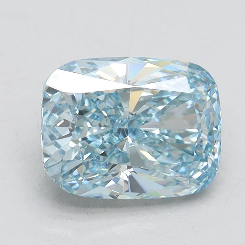 Loose Lab Diamond IGI Cushion Brilliant 2.01ct Fancy Vivid Blue VS1: Loose Lab Diamond IGI Cushion Brilliant 2.01ct Fancy Vivid Blue VS1 Loose Lab Diamond IGI Cushion Brilliant, weighing 2.01ct, in Fancy Vivid Blue with VS1 clarity. Certified by IGI, it has excellent p
