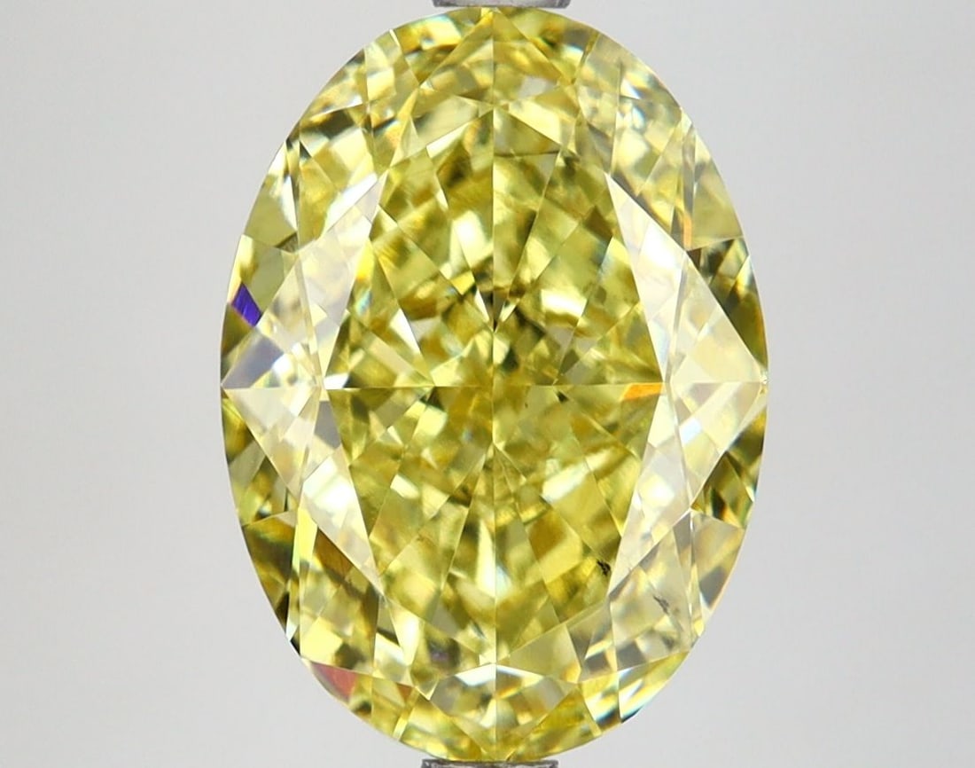 Loose Lab Diamond IGI Oval 4.53ct Fancy Vivid Yellow VS2: Loose Lab Diamond IGI Oval 4.53ct Fancy Vivid Yellow VS2 Loose Lab Diamond IGI Oval, 4.53ct, Color Fancy Vivid Yellow, Clarity VS2, with EX Polish and EX Symmetry; measures 11.78L x 8.5W x 5.58H, cert