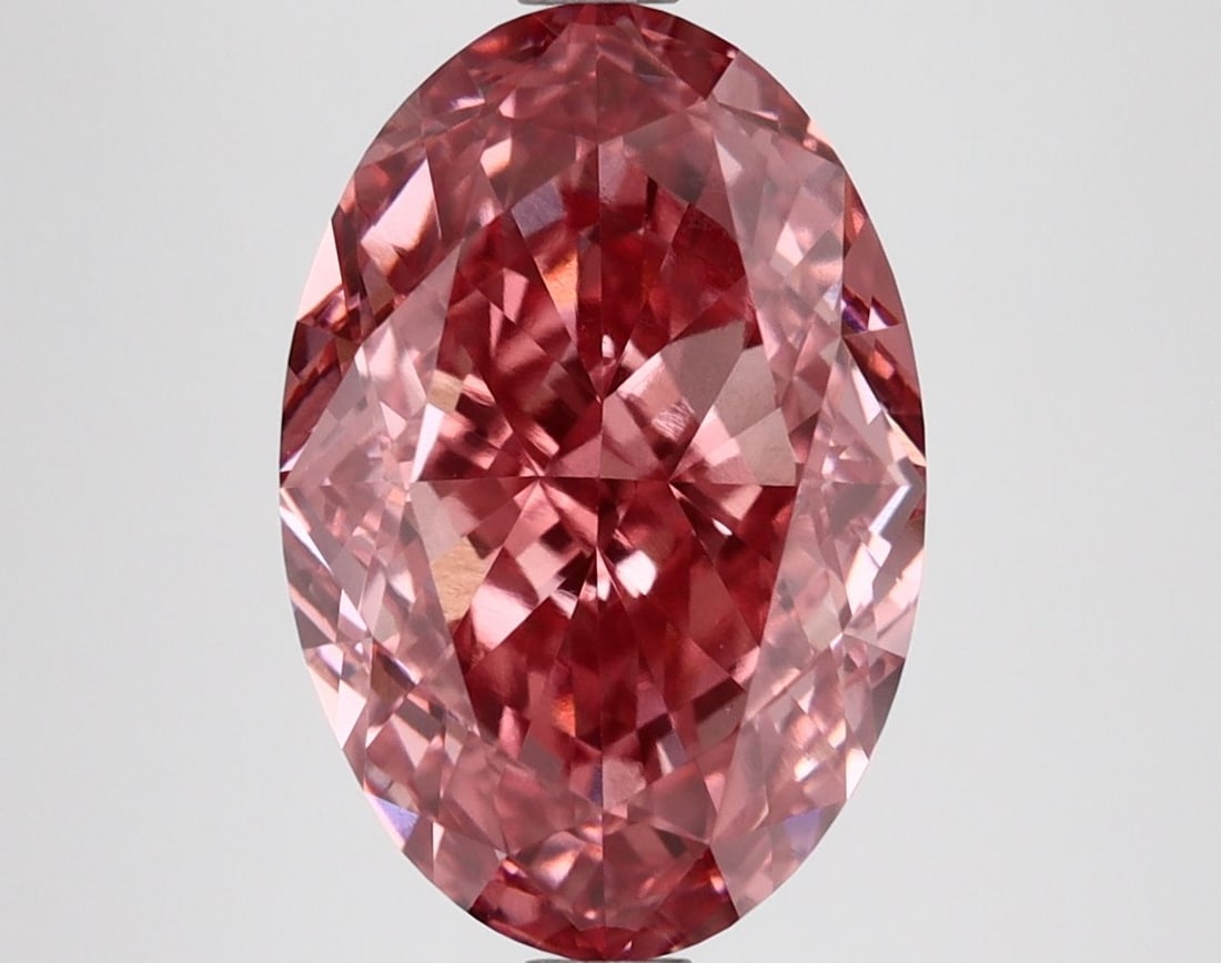 Loose Lab Diamond IGI Oval 4.59ct Fancy Vivid Pink VS1: Loose Lab Diamond IGI Oval 4.59ct Fancy Vivid Pink VS1 Loose lab-grown diamond featuring a 4.59ct oval cut, Fancy Vivid Pink color, and VS1 clarity, certified by IGI. Measurements are 12.26L x 8.27W x