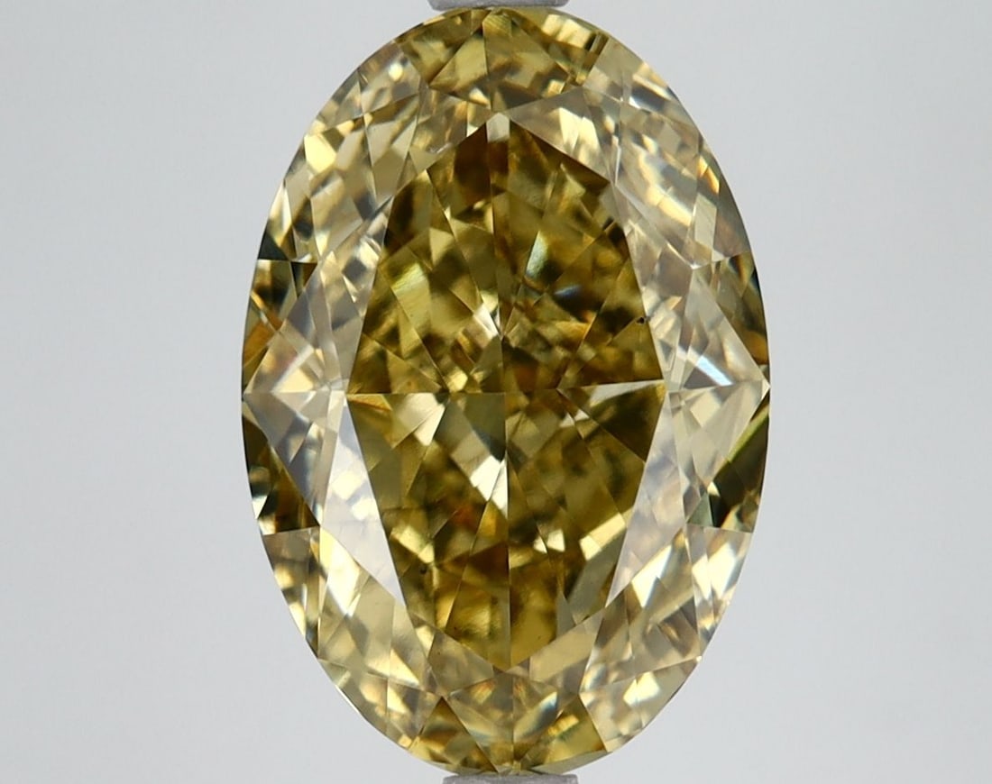 Loose Lab Diamond IGI Oval 4.84ct Fancy Vivid Gray Yellow VS1: Loose Lab Diamond IGI Oval 4.84ct Fancy Vivid Gray Yellow VS1 Loose Lab Diamond IGI Oval 4.84ct Fancy Vivid Gray Yellow VS1, with a Fancy Vivid Gray Yellow color, clarity VS1, and measurements of 12.6
