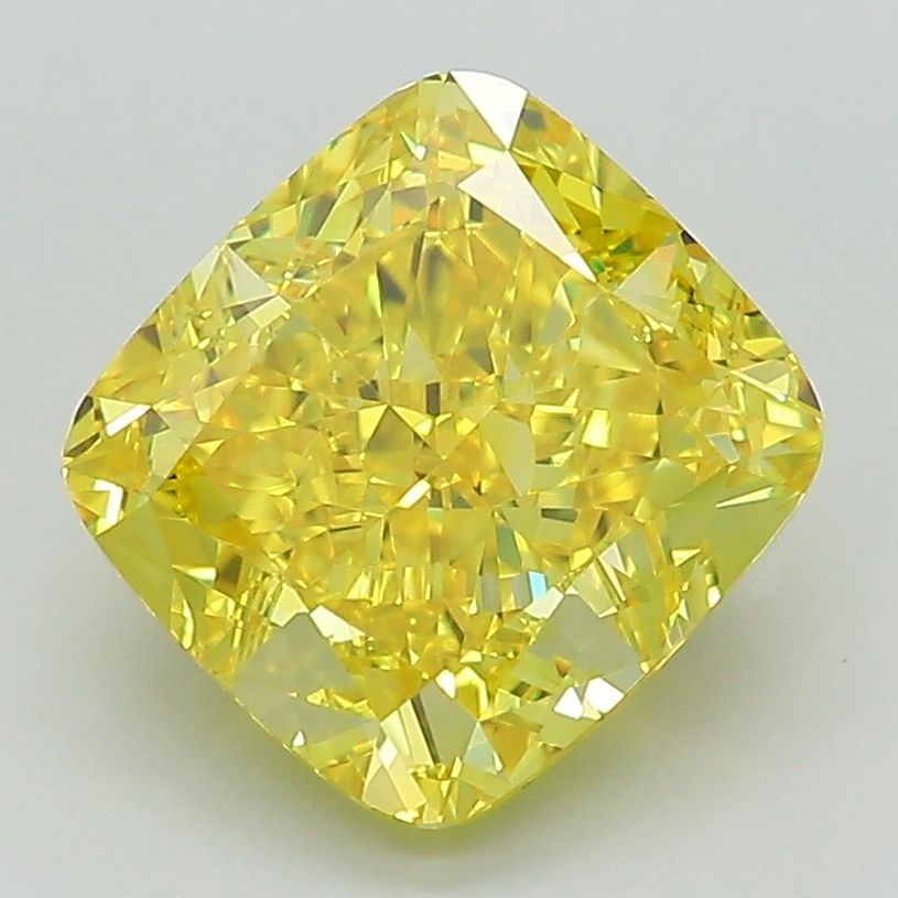 Loose Lab Diamond IGI Cushion Modified 3.25ct Fancy Vivid Yellow VVS2: Loose Lab Diamond IGI Cushion Modified 3.25ct Fancy Vivid Yellow VVS2 This Loose Lab Diamond is an IGI-certified Cushion Modified cut, weighing 3.25ct with a Fancy Vivid Yellow color and VVS2 clarity,