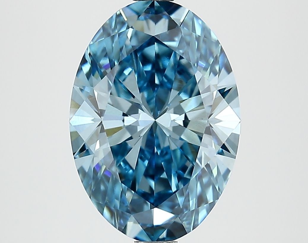 Loose Lab Diamond IGI Oval 3.11ct Fancy Vivid Blue VS1: Loose Lab Diamond IGI Oval 3.11ct Fancy Vivid Blue VS1 Loose Lab Diamond IGI Oval 3.11ct Fancy Vivid Blue VS1 featuring excellent polish and symmetry, measuring 12.18L x 8.12W x 5.01H, certified by IG