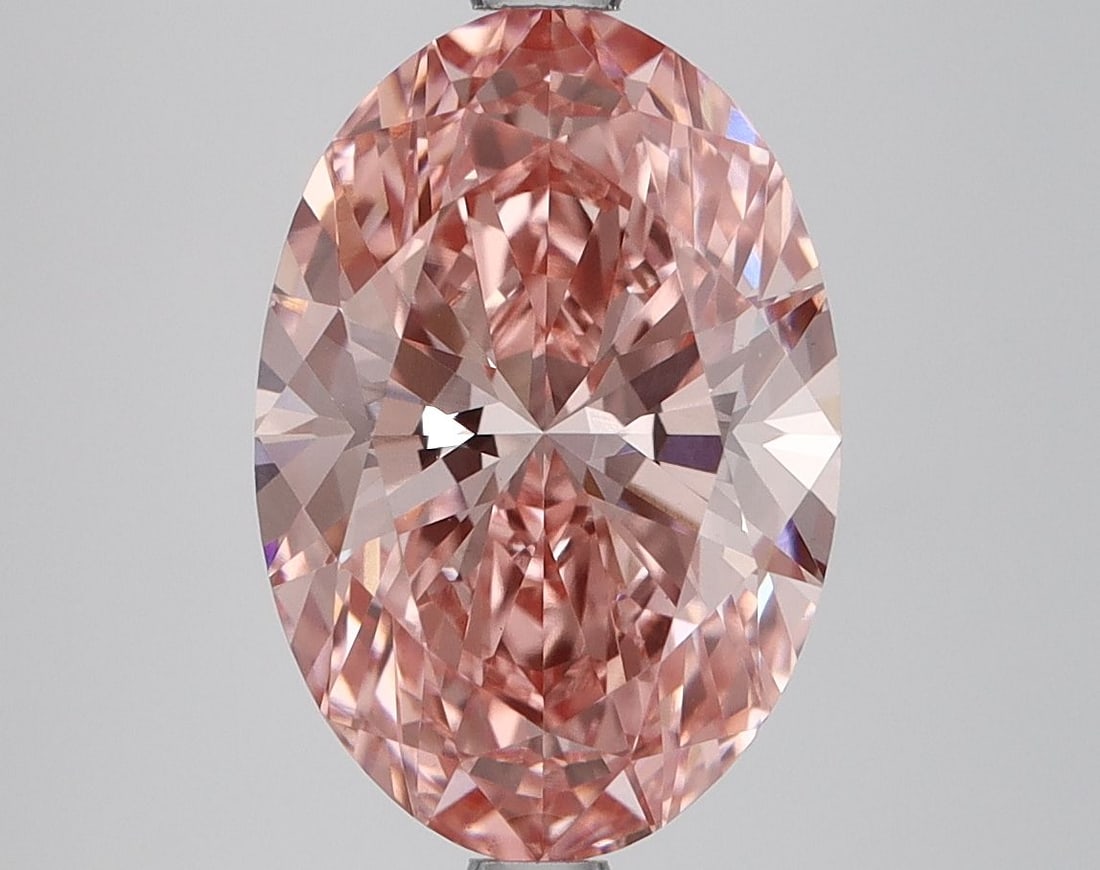 Loose Lab Diamond IGI Oval 3.5ct Fancy Vivid Pink VS1: Loose Lab Diamond IGI Oval 3.5ct Fancy Vivid Pink VS1 Loose lab diamond, oval cut, 3.5ct with Fancy Vivid Pink color and VS1 clarity, certified by IGI. It measures 12.33L x 8.41W x 5.27H. Item Specifi