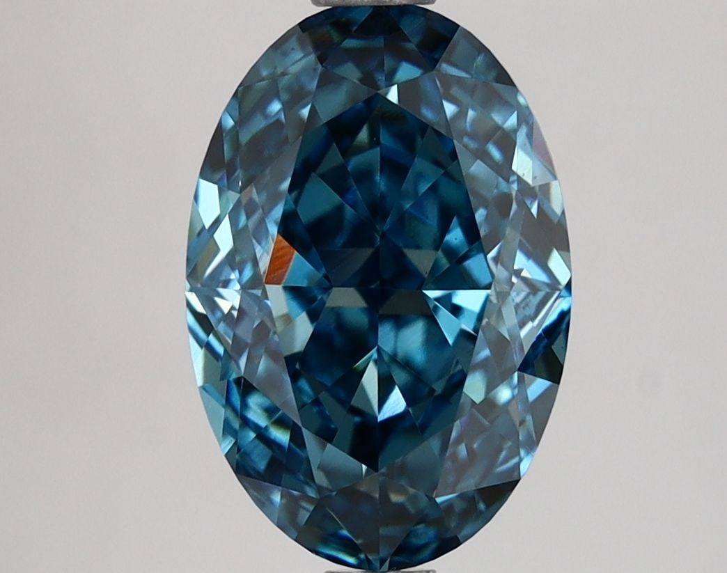 Loose Lab Diamond IGI Oval 2.54ct Fancy Vivid Blue VS1: Loose Lab Diamond IGI Oval 2.54ct Fancy Vivid Blue VS1 Loose lab diamond in an oval shape, 2.54ct with Fancy Vivid Blue color and VS1 clarity, certified by IGI. Its measurements are 10.17L x 6.88W x 4
