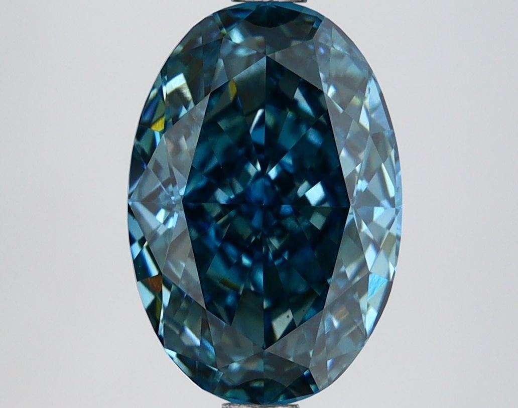 Loose Lab Diamond IGI Oval 3.12ct Fancy Intense Green Blue VS1: Loose Lab Diamond IGI Oval 3.12ct Fancy Intense Green Blue VS1 This 3.12ct loose lab diamond showcases an oval cut in Fancy Intense Green Blue color with VS1 clarity and IGI certification, measuring 1