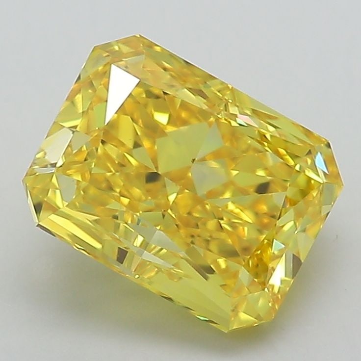Loose Lab Diamond IGI Radiant 2.45ct Fancy Vivid Yellow VVS2: Loose Lab Diamond IGI Radiant 2.45ct Fancy Vivid Yellow VVS2 Loose Lab Diamond IGI Radiant 2.45ct, Fancy Vivid Yellow, VVS2 clarity, with excellent polish and symmetry. Certified by IGI, measures 8.24