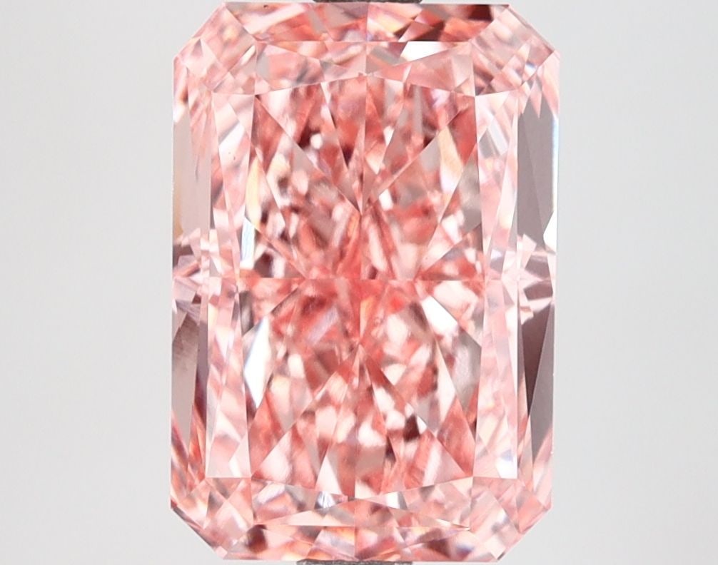 Loose Lab Diamond IGI Radiant 3.56ct Fancy Vivid Pink VS1: Loose Lab Diamond IGI Radiant 3.56ct Fancy Vivid Pink VS1 Loose Lab Diamond IGI Radiant 3.56ct Fancy Vivid Pink VS1, showcasing EX polish and symmetry, measuring 10.58L X 7.27W X 4.89H, certified by I