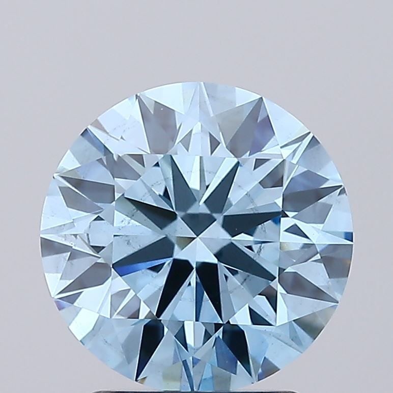 Ideal Loose Lab Diamond IGI Round 2.69ct Fancy Vivid Blue VS2: Ideal Loose Lab Diamond IGI Round 2.69ct Fancy Vivid Blue VS2 Ideal Loose Lab Diamond IGI Round, weighing 2.69ct with a fancy vivid blue color and VS2 clarity. Certified by IGI, it features excellent