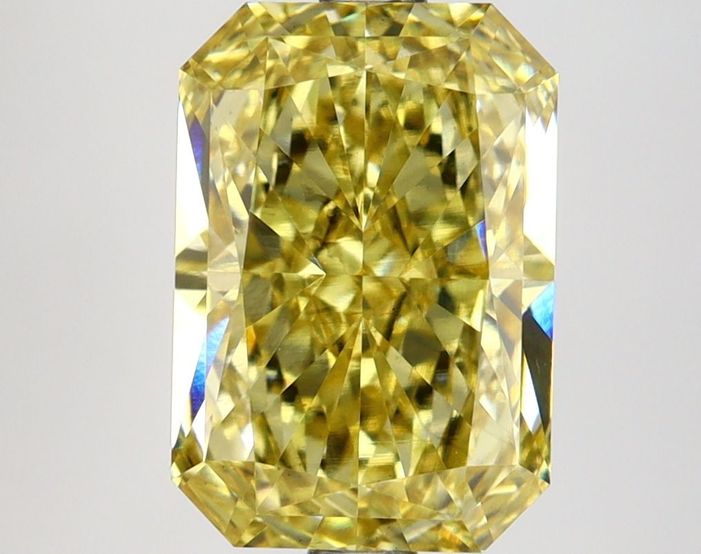 Loose Lab Diamond IGI Radiant 3.65ct Fancy Vivid Yellow VS2: Loose Lab Diamond IGI Radiant 3.65ct Fancy Vivid Yellow VS2 Loose lab-grown radiant diamond weighing 3.65ct with a Fancy Vivid Yellow color and VS2 clarity, featuring excellent polish and symmetry, ce