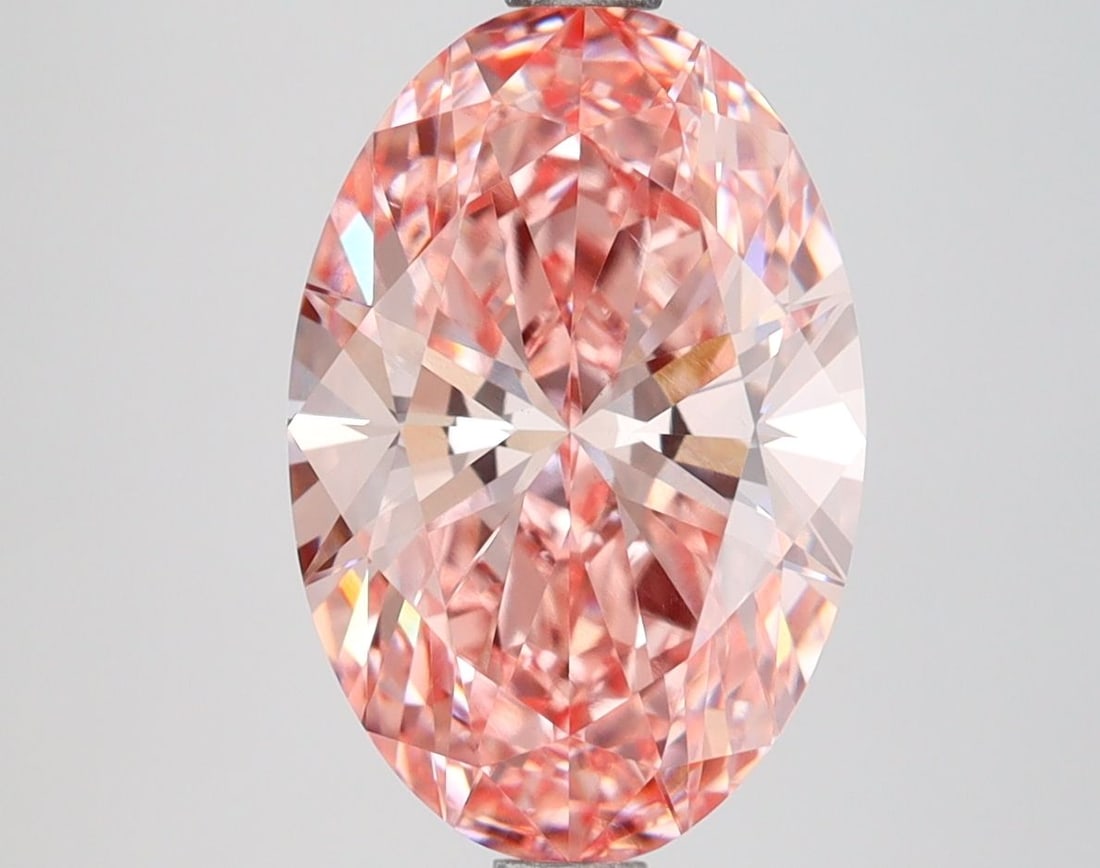 Loose Lab Diamond IGI Oval 2.73ct Fancy Vivid Pink VS1: Loose Lab Diamond IGI Oval 2.73ct Fancy Vivid Pink VS1 Loose Lab Diamond IGI Oval, 2.73ct, Fancy Vivid Pink color, VS1 clarity, with excellent polish and symmetry. Certified by IGI, measuring 11.69L X