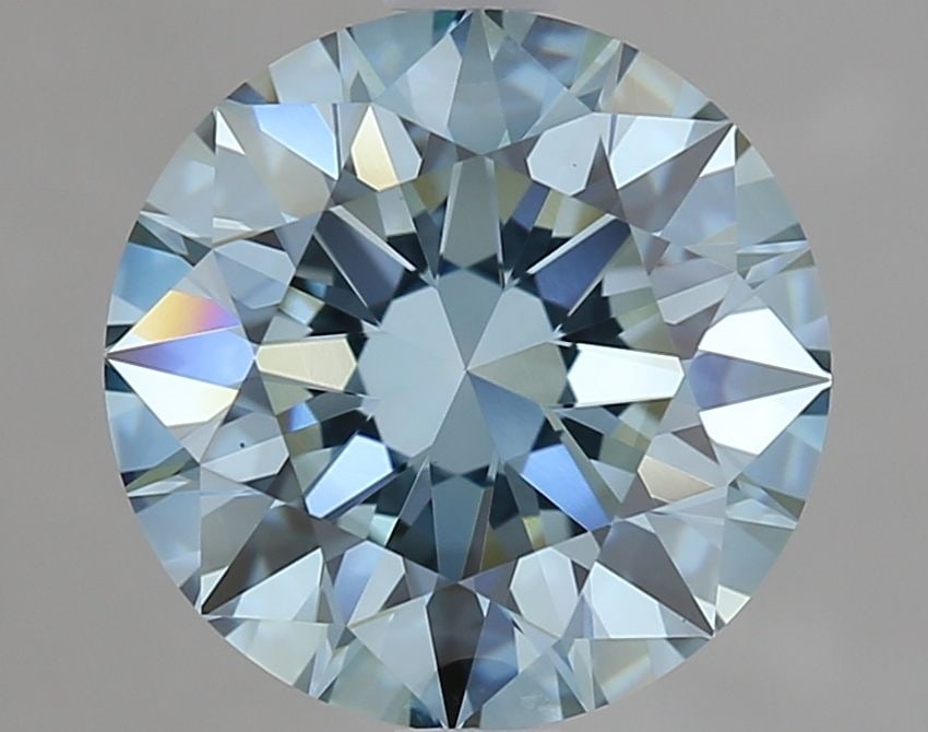 Loose Lab Diamond IGI Round 2.01ct Fancy Intense Blue VS1: Loose Lab Diamond IGI Round 2.01ct Fancy Intense Blue VS1 Loose lab-grown diamond, IGI certified, 2.01ct round cut, fancy intense blue color, clarity VS1, good polish and symmetry, measuring 8.07L x 8