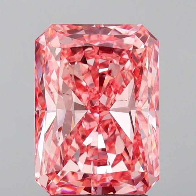 Loose Lab Diamond IGI Radiant 3.04ct Fancy Vivid Pink SI1: Loose Lab Diamond IGI Radiant 3.04ct Fancy Vivid Pink SI1 Loose Lab Diamond IGI Radiant 3.04ct Fancy Vivid Pink SI1 features excellent polish and symmetry, measuring 9.85L x 7.06W x 4.97H, certified b