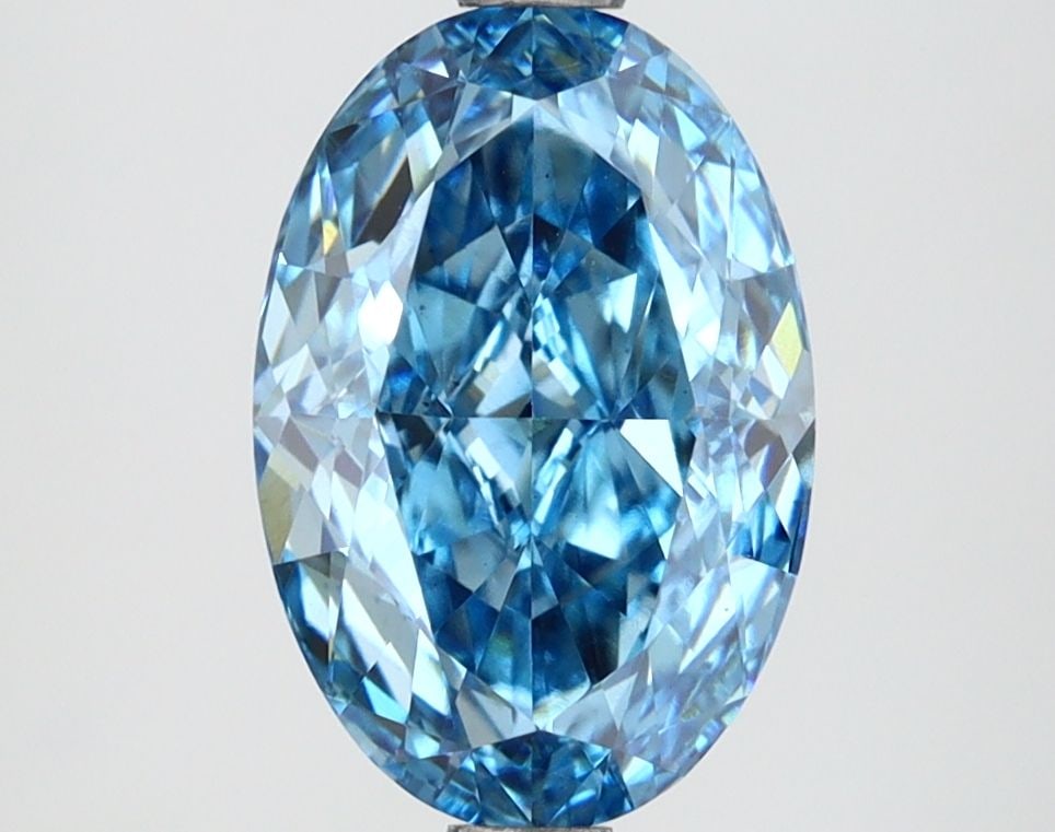 Loose Lab Diamond IGI Oval 2.69ct Fancy Vivid Blue VS1: Loose Lab Diamond IGI Oval 2.69ct Fancy Vivid Blue VS1 Loose lab-created diamond, 2.69ct, IGI certified, Fancy Vivid Blue color, VS1 clarity, with excellent polish and symmetry, measuring 10.4L x 7.04