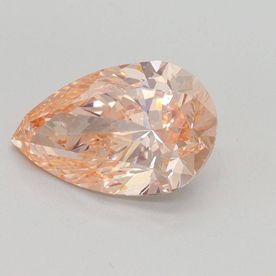 Loose Lab Diamond IGI Pear 2.01ct Fancy Intense Orangey Pink VS1: Loose Lab Diamond IGI Pear 2.01ct Fancy Intense Orangey Pink VS1 Loose Lab Diamond IGI Pear, 2.01ct, Fancy Intense Orangey Pink, VS1 clarity, with EX polish and symmetry; measures 10.68L x 6.83W x