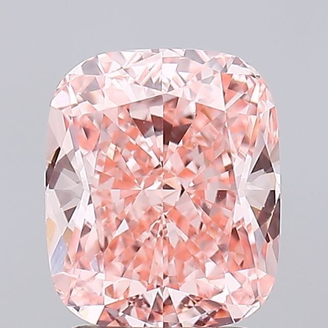 Loose Lab Diamond IGI Cushion Brilliant 2.57ct Fancy Vivid Pink VS1: Loose Lab Diamond IGI Cushion Brilliant 2.57ct Fancy Vivid Pink VS1 Loose Lab Diamond IGI Cushion Brilliant, 2.57ct, Fancy Vivid Pink, VS1 clarity, with EX polish and symmetry; measures 8.53L x 7.13W