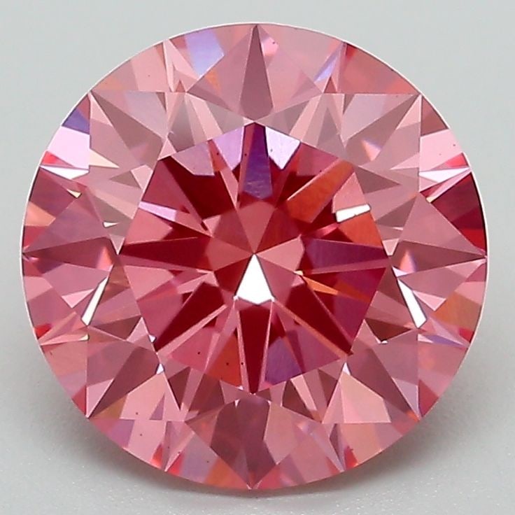 Ideal Loose Lab Diamond IGI Round 3.1ct Fancy Vivid Pink VS2: Ideal Loose Lab Diamond IGI Round 3.1ct Fancy Vivid Pink VS2 Ideal loose lab diamond, IGI certified, round cut, 3.1ct, Fancy Vivid Pink, VS2 clarity, measurements 9.34L x 9.41W x 5.76H, polish EX, sym
